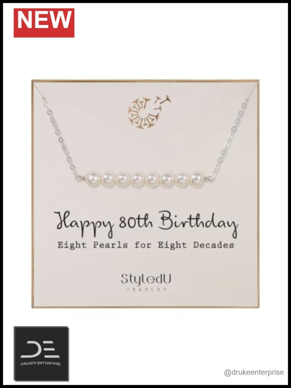 Sterling Silver Freshwater Pearl Bar Necklace, 80th Birthday Gift for Her